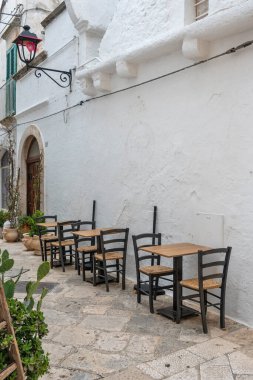 İtalya 'nın Apulia Bölgesi, Locorotondo Eski Kasabası Panoraması