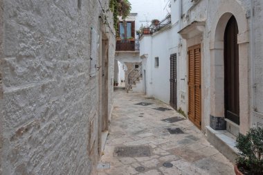 İtalya 'nın Apulia Bölgesi, Locorotondo Eski Kasabası Panoraması