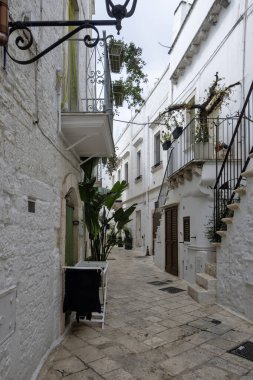 İtalya 'nın Apulia Bölgesi, Locorotondo Eski Kasabası Panoraması