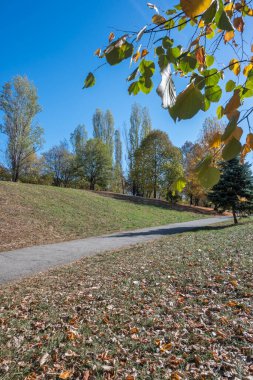 Bulgaristan 'ın Sofya kentindeki South Park' ın şaşırtıcı sonbahar manzarası