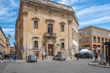 LECCE, İtalya - 12 Mayıs 2024: İtalya 'nın Apulia Bölgesi' ndeki Eski Lecce kasabasının muhteşem manzarası