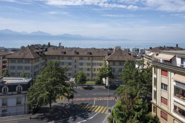 Eski şehir Lozan 'ın Panoraması, Vaud Kantonu, İsviçre