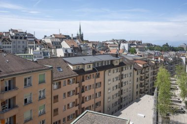 Eski şehir Lozan 'ın Panoraması, Vaud Kantonu, İsviçre