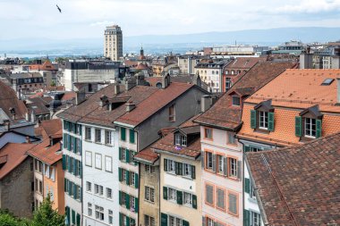 Eski şehir Lozan 'ın Panoraması, Vaud Kantonu, İsviçre