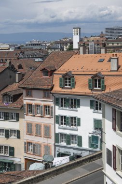 Eski şehir Lozan 'ın Panoraması, Vaud Kantonu, İsviçre