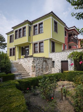 Typical street and houses at The old town of city of Plovdiv, Bulgaria