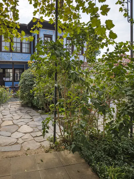 Typical street and houses at The old town of city of Plovdiv, Bulgaria