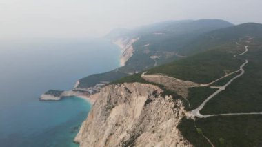 Lefkada, İyon Adaları, Yunanistan 'ın kıyı şeridinin inanılmaz panoramik manzarası