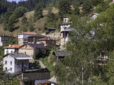 Bulgaristan 'ın Filibe Bölgesi, Otantik 19. yüzyıl evleriyle Sitovo Köyü Panoraması