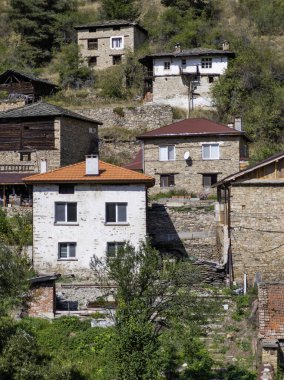 Bulgaristan 'ın Filibe Bölgesi, Otantik 19. yüzyıl evleriyle Sitovo Köyü Panoraması