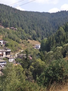 Bulgaristan 'ın Filibe Bölgesi, Otantik 19. yüzyıl evleriyle Sitovo Köyü Panoraması