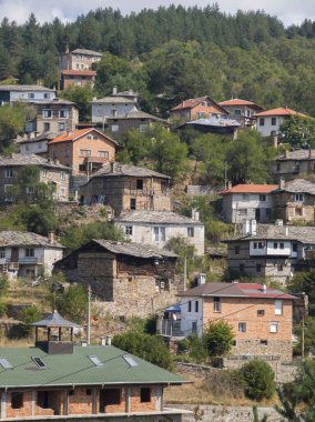 Bulgaristan 'ın Filibe Bölgesi, Otantik 19. yüzyıl evleriyle Sitovo Köyü Panoraması