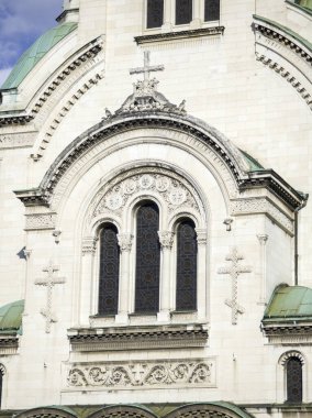 SOFYA, BULGARIA - 12 Eylül 2024: Bulgaristan 'ın Sofya kentindeki Katedral Aziz Alexander Nevski' nin muhteşem manzarası