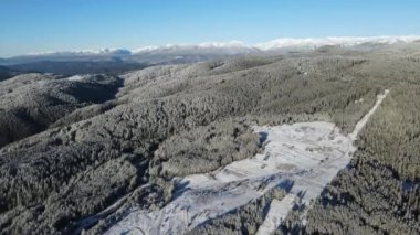 Bulgaristan 'ın Rila ve Rhodopes dağı arasındaki Yundola bölgesinin şaşırtıcı kışı manzarası