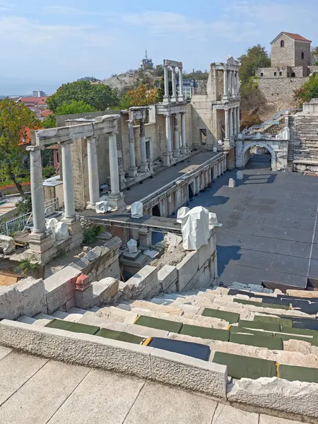 stock image Ruins of Ancient Roman theatre of Philippopolis in city of Plovdiv, Bulgaria