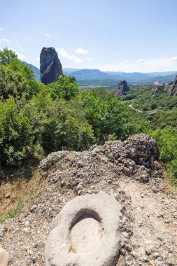 Amazing Panoramic view of Meteora Monasteries, Thessaly, Greece clipart