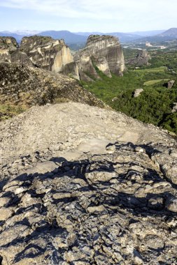 Amazing Panoramic view of Meteora Monasteries, Thessaly, Greece clipart