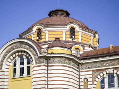 SOFYA, BULGARIA - 12 Eylül 2024: Merkezi Maden Hamamının İnanılmaz Manzarası - Sofya Tarih Müzesi, Bulgaristan