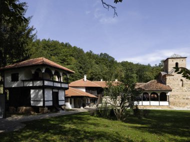 Sırbistan 'ın St. John İlahiyatçısı Ortaçağ Poganovo Manastırı' nın şaşırtıcı manzarası