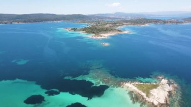 Karydi Sahili yakınlarındaki Sithonia kıyı şeridi, Chalkidiki, Orta Makedonya, Yunanistan