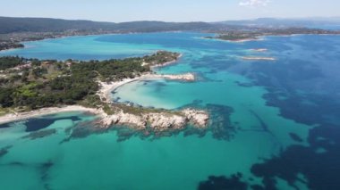 Karydi Sahili yakınlarındaki Sithonia kıyı şeridi, Chalkidiki, Orta Makedonya, Yunanistan
