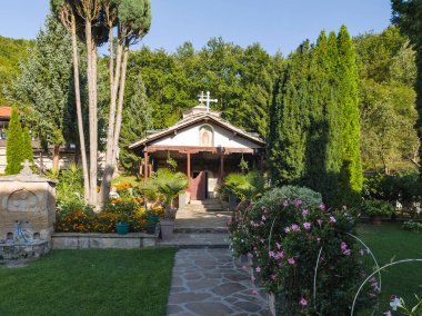 Sırbistan 'ın Ortaçağ Temski manastırının panoramik manzarası Aziz George, Pirot Bölgesi