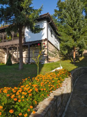 Sırbistan 'ın Ortaçağ Temski manastırının panoramik manzarası Aziz George, Pirot Bölgesi