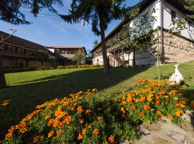 Sırbistan 'ın Ortaçağ Temski manastırının panoramik manzarası Aziz George, Pirot Bölgesi