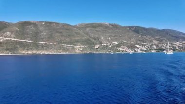 Lefkada, İyon Adaları, Yunanistan 'ın kıyı şeridinin inanılmaz panoramik manzarası