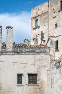 Matera 'nın muhteşem manzarası, Basilicata Bölgesi, İtalya