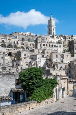 Matera 'nın muhteşem manzarası, Basilicata Bölgesi, İtalya