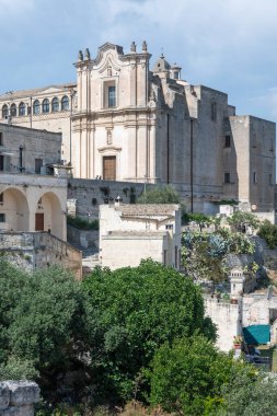 Matera 'nın muhteşem manzarası, Basilicata Bölgesi, İtalya