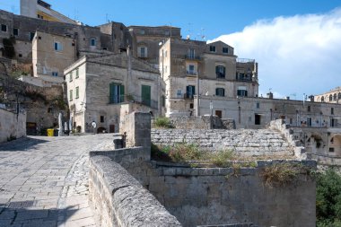 Matera 'nın muhteşem manzarası, Basilicata Bölgesi, İtalya