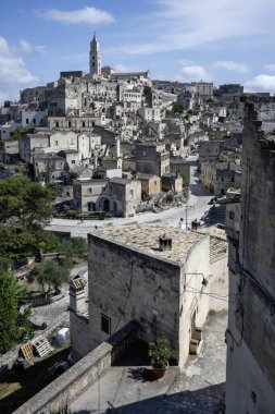 Matera 'nın muhteşem manzarası, Basilicata Bölgesi, İtalya