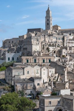 Matera 'nın muhteşem manzarası, Basilicata Bölgesi, İtalya