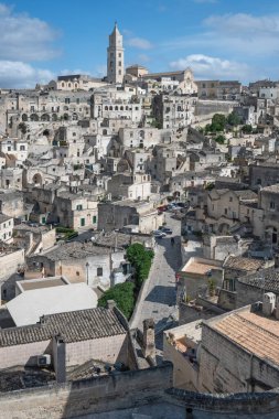 Matera 'nın muhteşem manzarası, Basilicata Bölgesi, İtalya