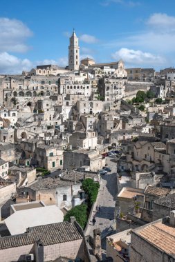 Matera 'nın muhteşem manzarası, Basilicata Bölgesi, İtalya