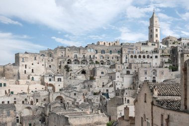 Matera 'nın muhteşem manzarası, Basilicata Bölgesi, İtalya