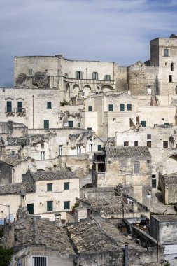 Matera 'nın muhteşem manzarası, Basilicata Bölgesi, İtalya