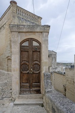 Matera 'nın muhteşem manzarası, Basilicata Bölgesi, İtalya