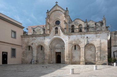 Matera 'nın muhteşem manzarası, Basilicata Bölgesi, İtalya