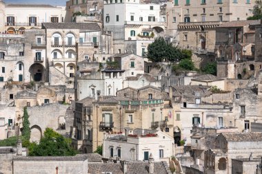 Matera 'nın muhteşem manzarası, Basilicata Bölgesi, İtalya