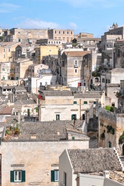Matera 'nın muhteşem manzarası, Basilicata Bölgesi, İtalya
