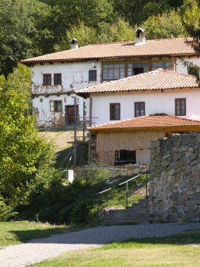 Sırbistan 'ın Kutsal Bakire Meryem' in Ortaçağ Sukovo Manastırı 'na inanılmaz bir bakış açısı