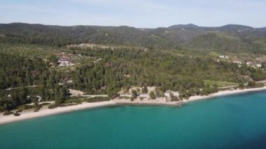 Nikitis Sahili yakınlarındaki Sithonia kıyı şeridi, Chalkidiki, Orta Makedonya, Yunanistan