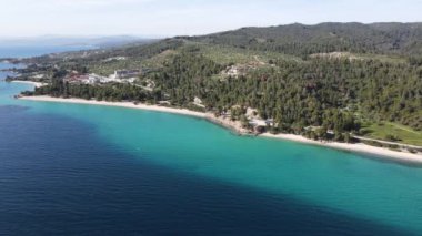 Nikitis Sahili yakınlarındaki Sithonia kıyı şeridi, Chalkidiki, Orta Makedonya, Yunanistan