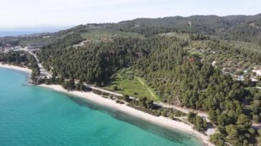 Nikitis Sahili yakınlarındaki Sithonia kıyı şeridi, Chalkidiki, Orta Makedonya, Yunanistan