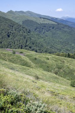 Bulgaristan 'ın Blagoevgrad bölgesinin Kongur tepesi çevresindeki Belasitsa Dağı yaz manzarası