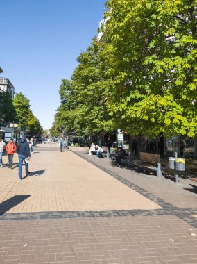 SOFIA, BULGARIA - OCTOBER 01, 2024: Panorama of pedestrian Boulevard Vitosha in city of Sofia, Bulgaria clipart