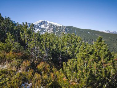 Rila Dağı 'nın Mechit yakınlarındaki muhteşem sonbahar manzarası ve Popova Kapa zirveleri, Bulgaristan